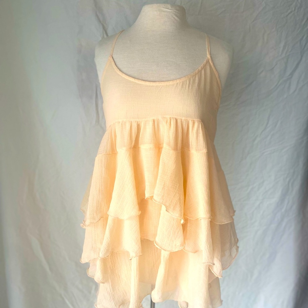 Free People blush pink romantic tiered dress L NWT $128